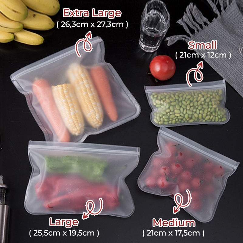 Plastik Kulkas Penyimpanan Makanan Segar Ziplock Fresh Bag Kualitas Bahan Tebal MX1066