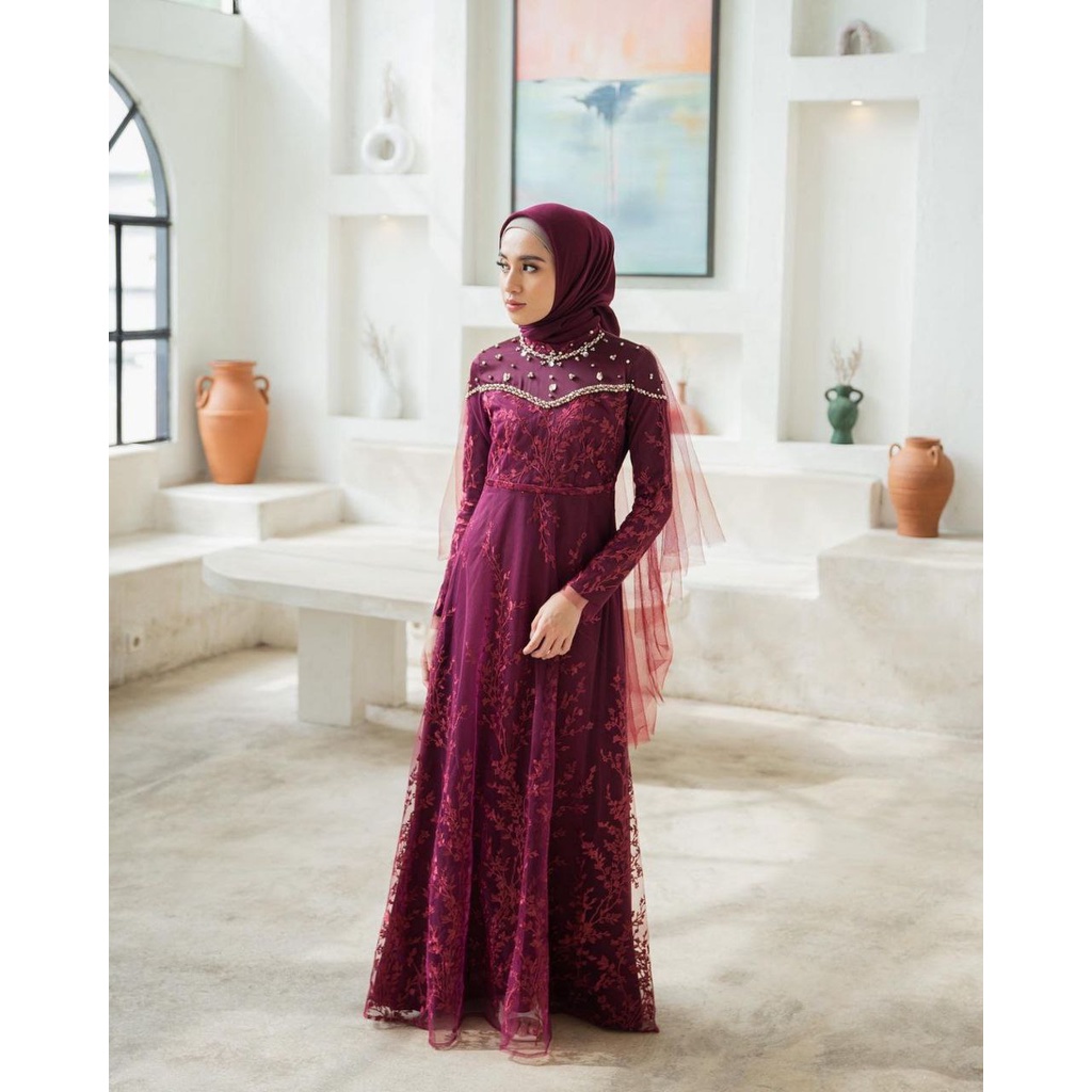 NAMIRA DRESS - EXCLUSIVE - Baju bresmaid Gamis modern Dress brokat baju lebaran terbaru | Gamis pest