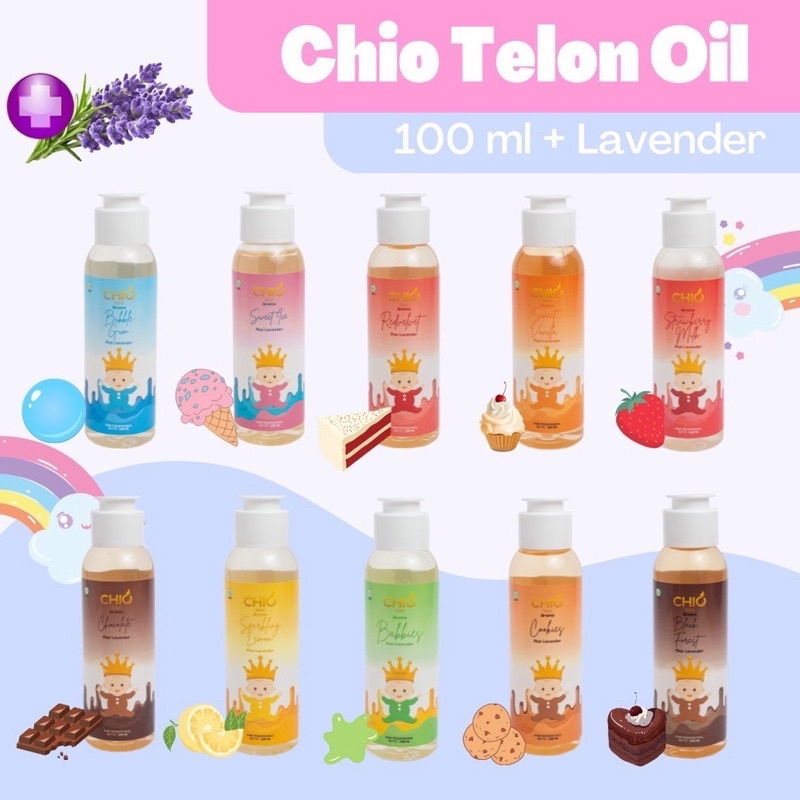 Chio Minyak Telon Bayi Oil Aroma Coklat Strawberry Bubblegum Lemon 100ml