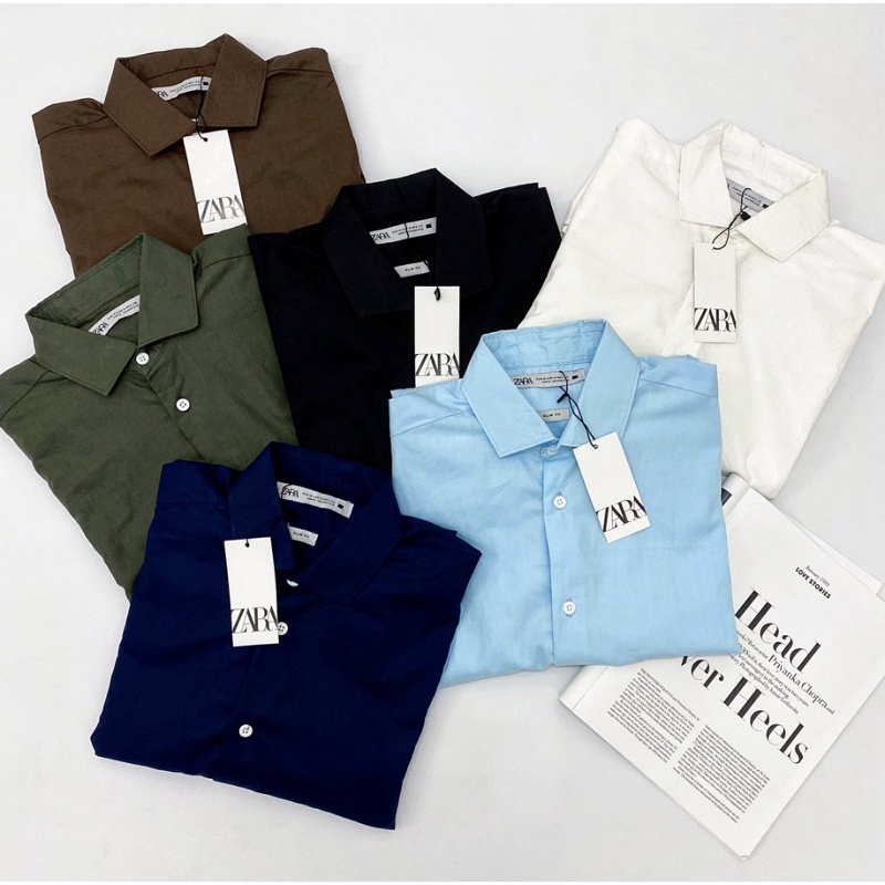 Kemeja Zara Easy Care LS Shirts Kemeja Pria Original