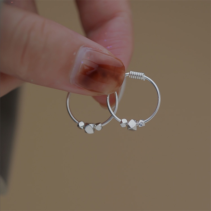 Kami Bunga Chic s925 Perak Kecil Kubus Hoop Anting-Anting Untuk Wanita Gadis Elegan Geometris Pesona Anting Bulat Fashion Telinga Perhiasan