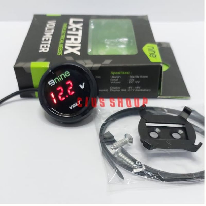 VOLMETER LED NINE KOTAK DAN BULAT 12V DIGITAL LED WATERPROOF UNTUK MOTOR DAN MOBIL