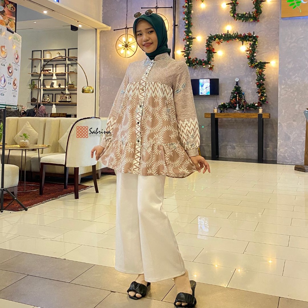 BLOUSE BATIK AUDIA SERIES Atasan Batik Kerja Cantik Cewek Wanita Kantor Warna Soft Pastel Busui Friendly Kancing Sabrinabatik Modis Modern Kekinian