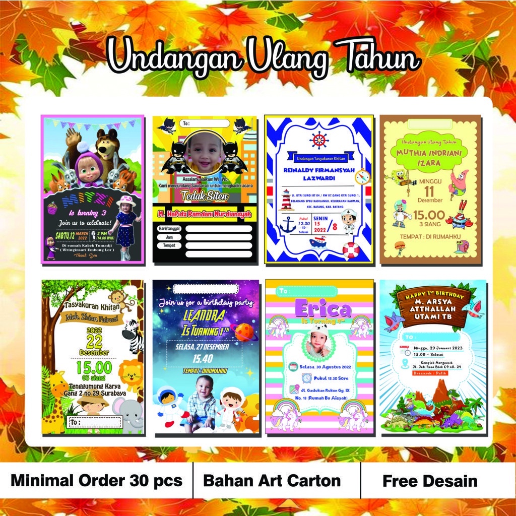 Kartu Undangan Ulang Tahun Anak/ Kartu undangan Ultah Astronot anak custom Foto