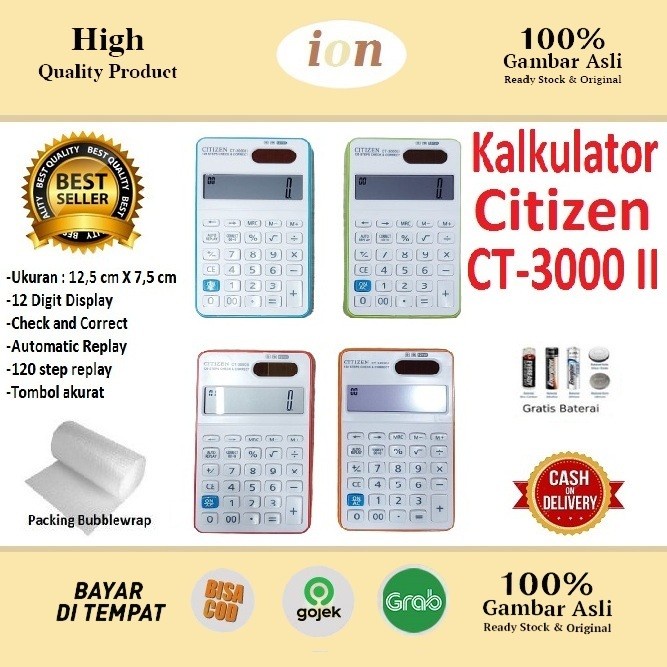 

TERLENGKAP Kalkulator Citizen CT 3000 II / Calculator CT-3000 Mini Pocket 12Digit