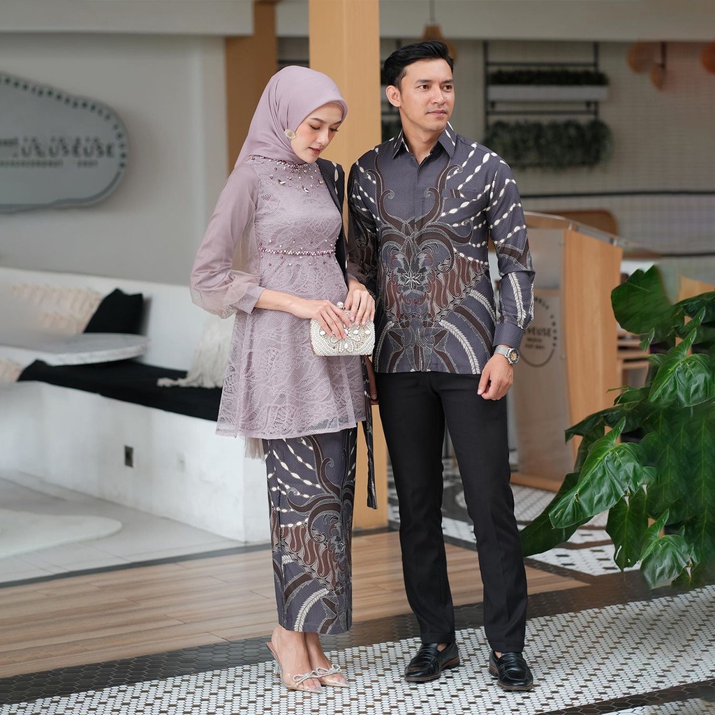 NAYAKA BATIK - Batik Couple Kebaya Modern Baju Couple Pasangan Jovita Set Tunik Kebaya Kondangan Lamaran Wisuda Terbaru Kebaya Brukat Tulle Mutiara