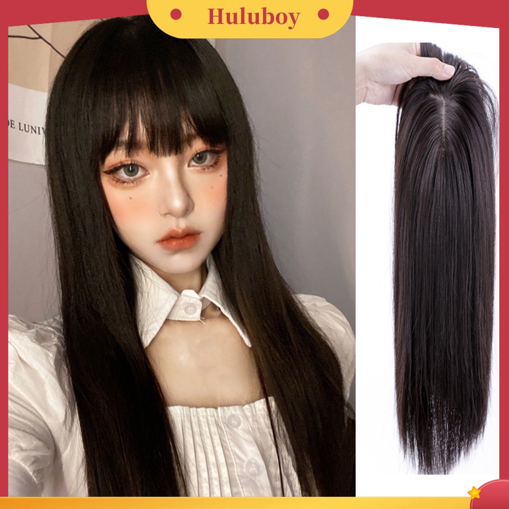 Wig Poni Model Pendek Lurus Bahan Sintetis Breathable Ukuran 25 / 35cm Untuk Wanita