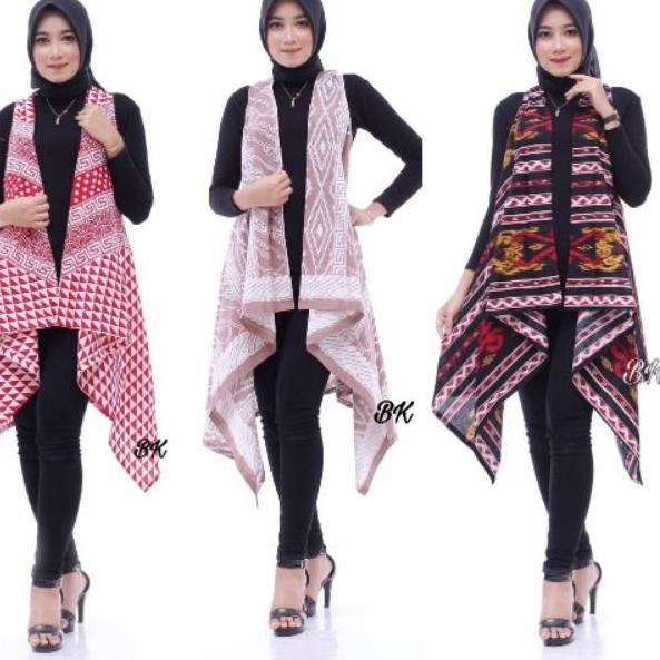 Best Product LONG VEST BATIK OUTER BATIK FASHIONABLE SANTAI JUMBO BIGSIZE LD 120 130