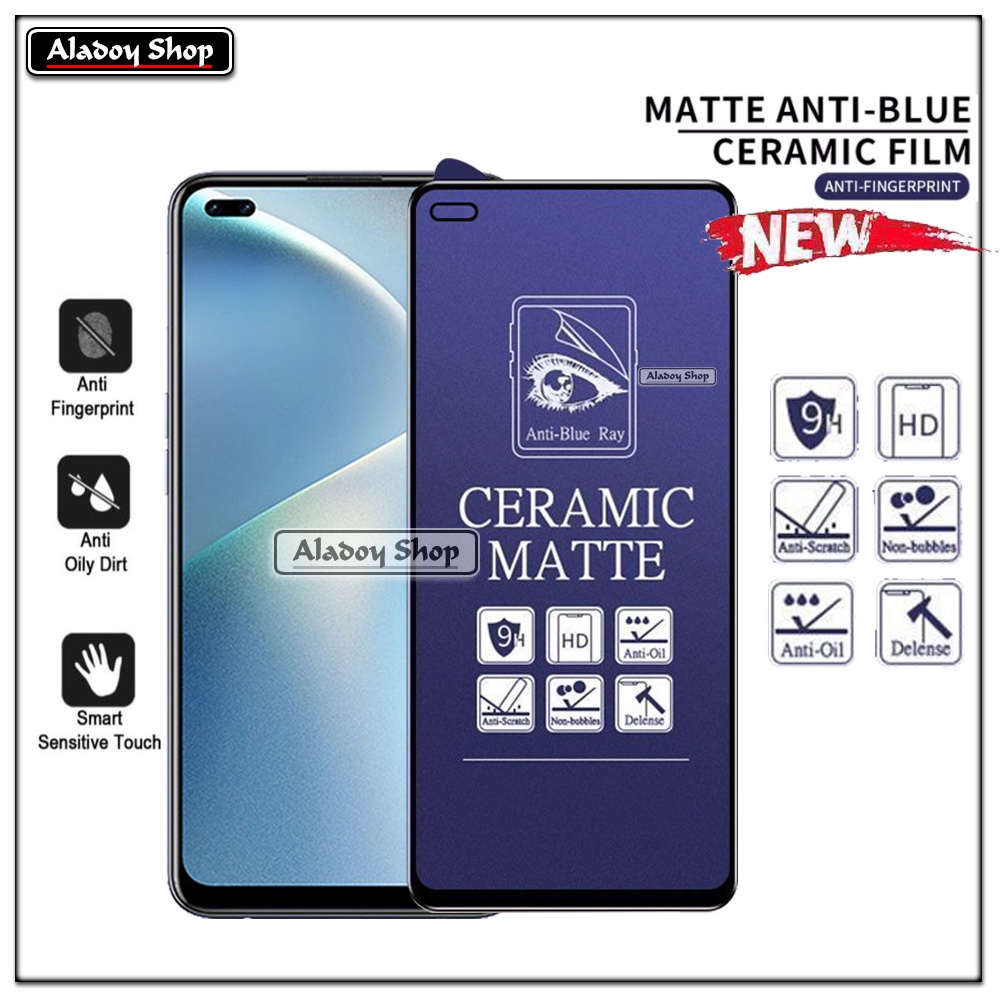 PAKET 3IN1 Anti Gores Blue Matte Anti Glare Oppo Reno 4F + Tempered Glass Camera dan Skin Carbon