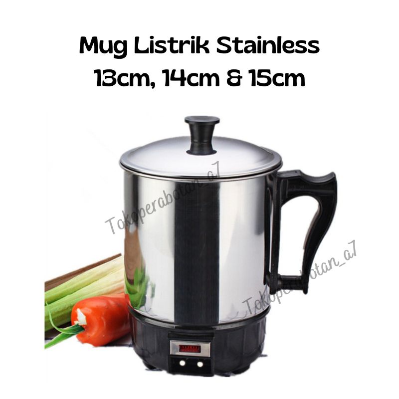 Mug listrik stainless 13cm 14cm 15cm/Cangkir pemanas listrik/mug pemanas serbaguna/cangkir pemanas e