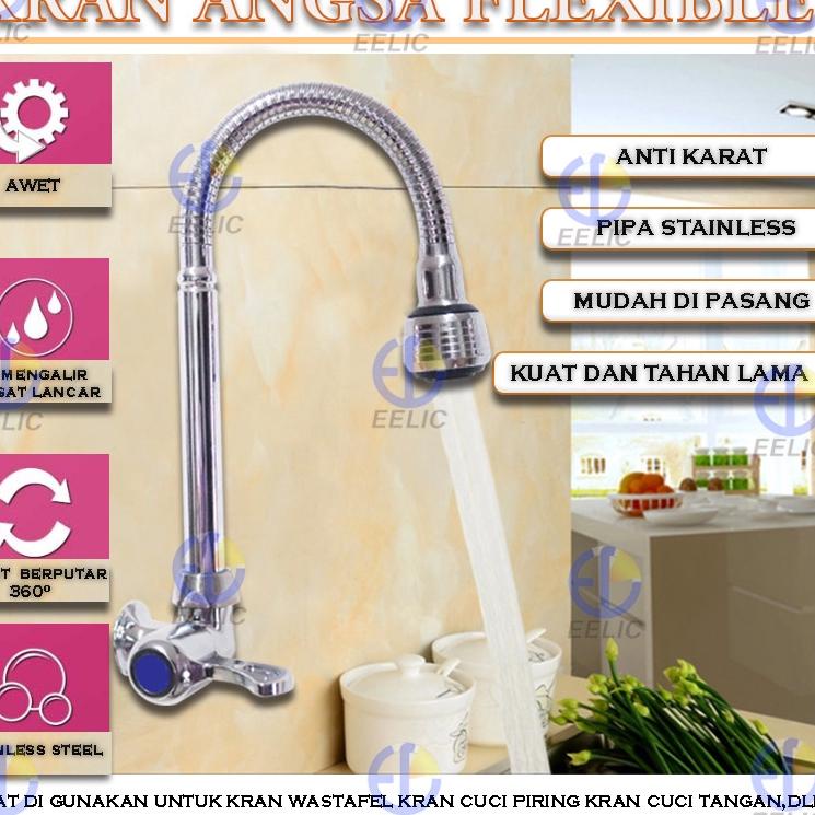 ♬ EELIC KRN-1040A Kran angsa wastafel atau cuci piring flexible 1/2 Inch stainless steel ⇠