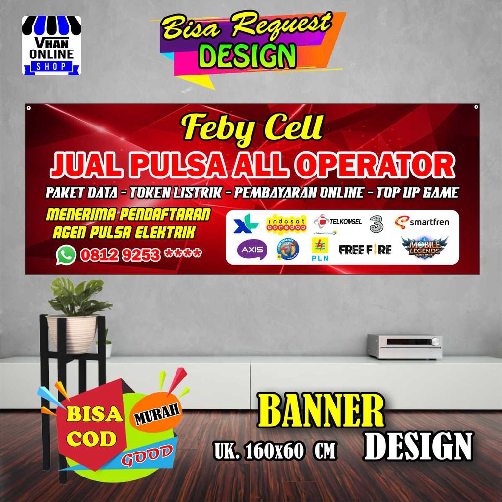 Spanduk Banner Konter Pulsa, Toko Pulsa, Bagus Murah