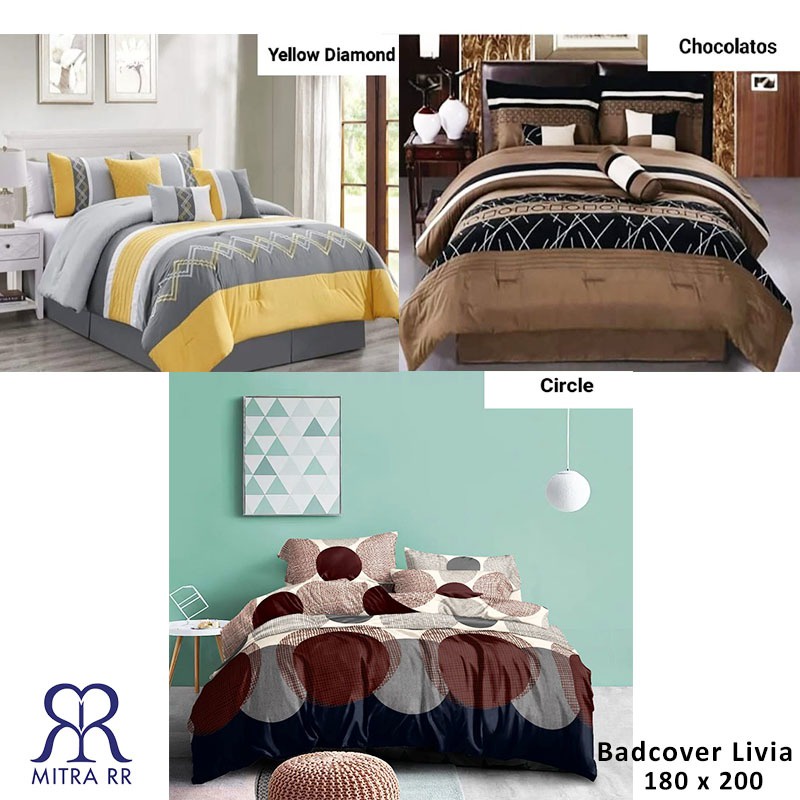 Bedcover Livia King Size 180 x 200 | Bedcover Set TERMURAH Halus dan Tebal