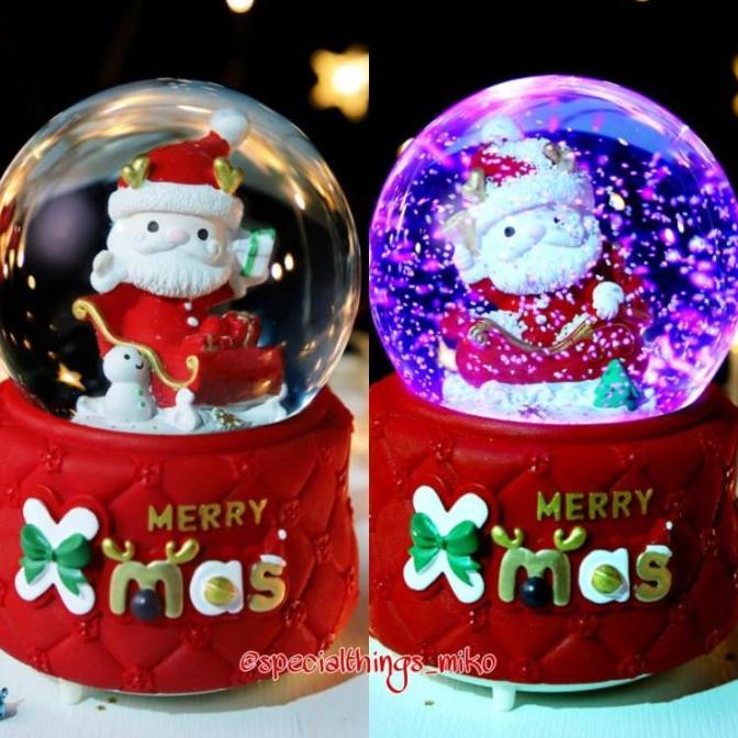 PROMO NATAL KOTAK MUSIK NATAL BOLA KRISTAL SALJU NATAL SANTA BONEKA ERGE546T