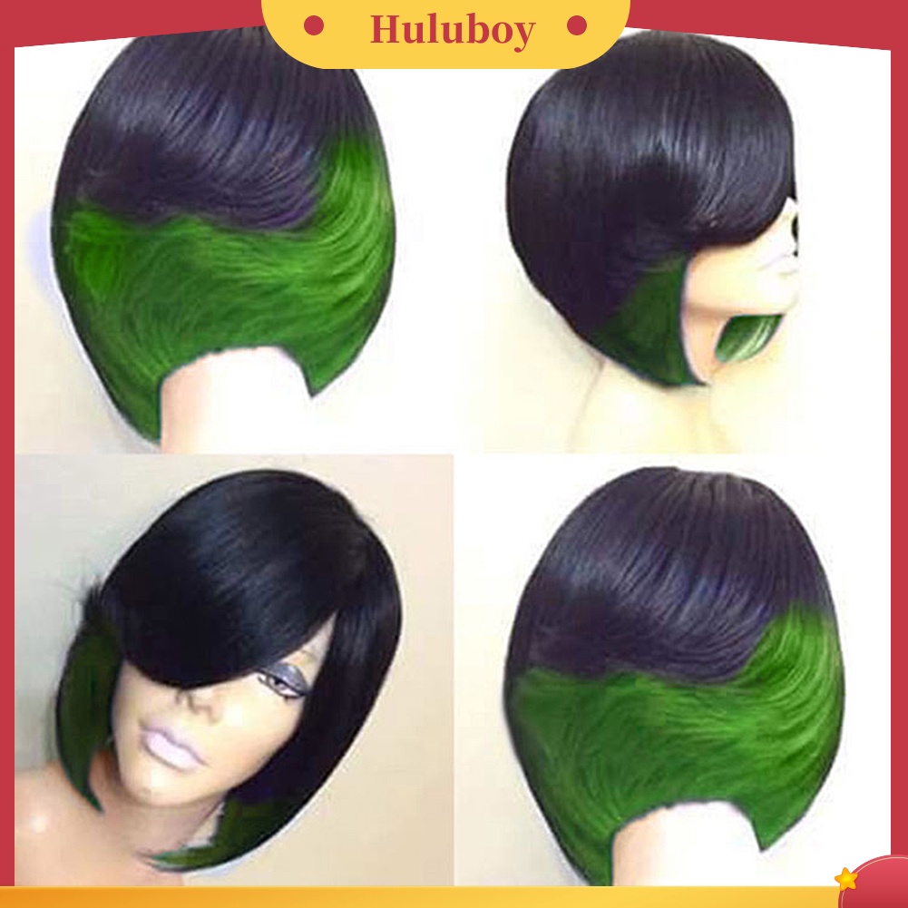 Rambut Palsu Wanita Model Pendek Lurus Dua Warna Untuk Pesta Cosplay