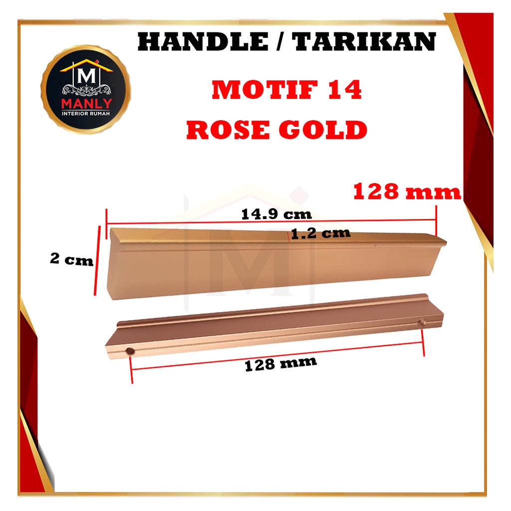Handle Gagang Tarikan Laci Dapur Furniture Lemari Rose Gold &amp; Hitam Motif 14 / Handel Tarikan Laci