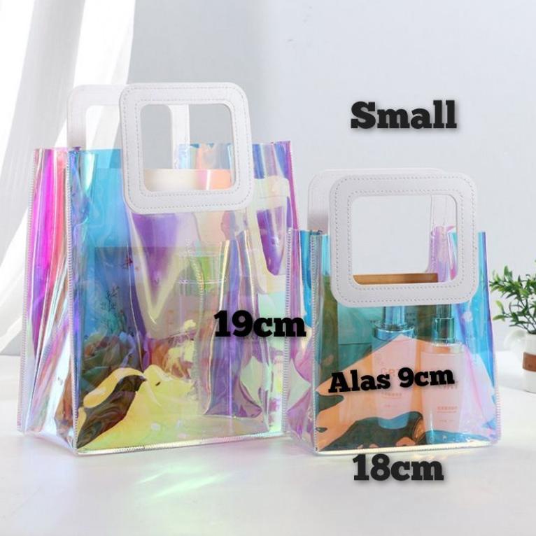 

(Q-R5R-✓) TAS PVC MEWAH TRANSPARAN BENING PUTIH DAN HOLOGRAM TAS HADIAH IMLEK /NATAL PB30 proses cepat