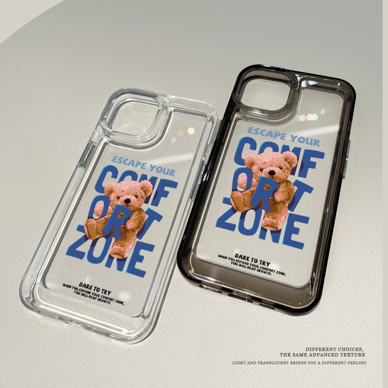 Casing Ponsel Lembut Tahan Guncangan Beruang Lucu Kompatibel Untuk IPhone Casing Transparan11 14 13 12 Pro XS Max X XR 78 6 6S Plus Cover TPU
