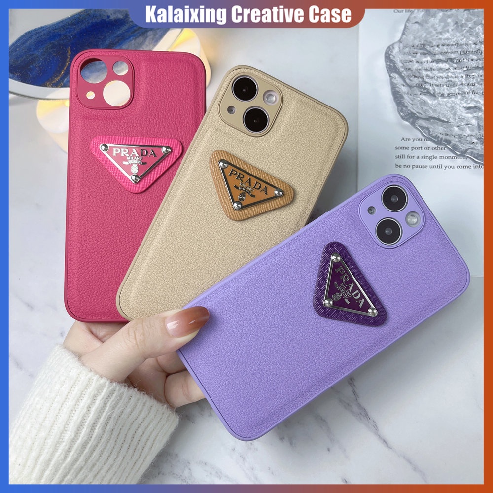 Casing Handphone Bahan Kulit Untuk iPhone 14 Pro Max14 Plus 13ProMax 12 ProMax 11Pro X Xr Xs Max Hard Prada Case Back Cover
