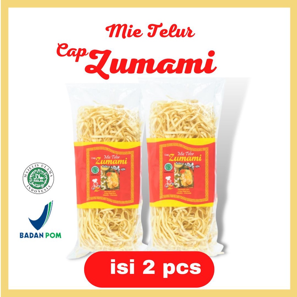 

ZUMAMI MIE TELOR 200 GRAM NON-BUMBU GEPENG / ISI 2 PCS / MIE TELUR / MIE KERING