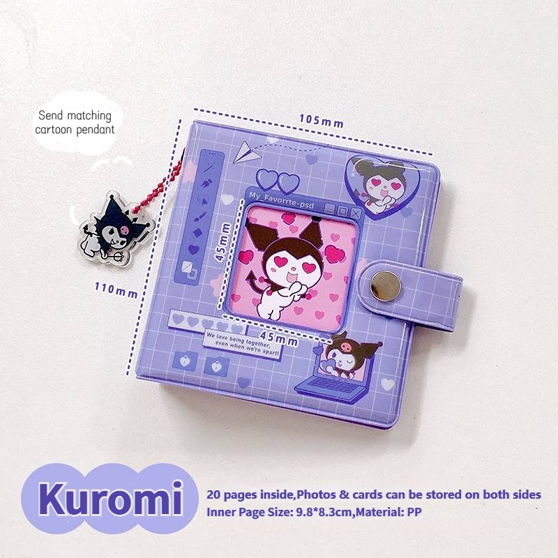 Kawaii Album Foto Binder Mini 3inch Dengan Liontin 40saku Penyimpanan Foto Lucu Sanrio Kuromi Melody Cinnamon Card Holder Untuk KPOP Idol Photocard Collect Book