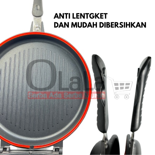 DOUBLE PAN PEMANGGANGAN ANTI LENGKET BULAT BOLAK BALIK SIDE PAN 32CM TM-CH4906