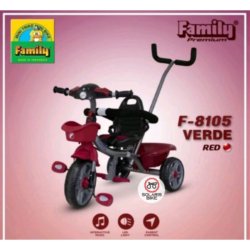 Sepeda Anak Roda Tiga F 8105 Verde Tricycle Family