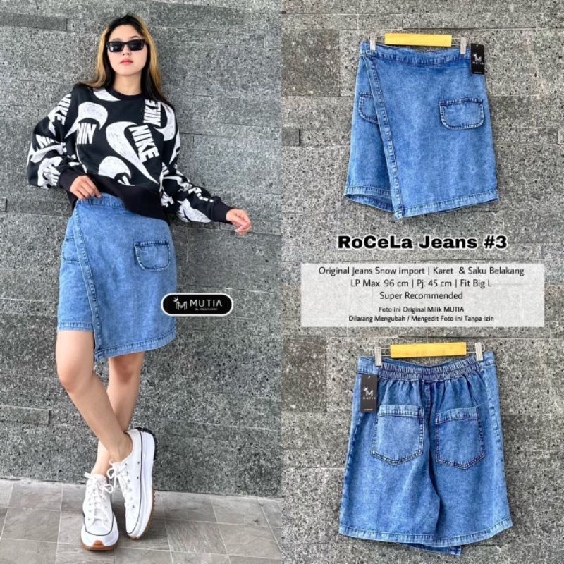 ROCELA JEANS #3 BY MUTIA / ROK JEANS WANITA/ Rok pendek jeans premium solo