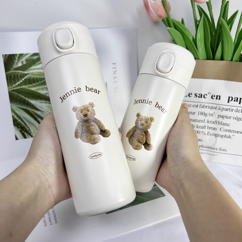 Jennie Bear Termos Tahan Panas Dingin / Botol Air Panas / Tumbler Premium Gaya Korea / Termos Stainless Steel