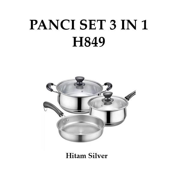 [DZS] PANCI SET 3 IN 1 STAINLESS STEEL POT ANTI LENGKET FRYPAN MILK PAN PANCI SUSU SET