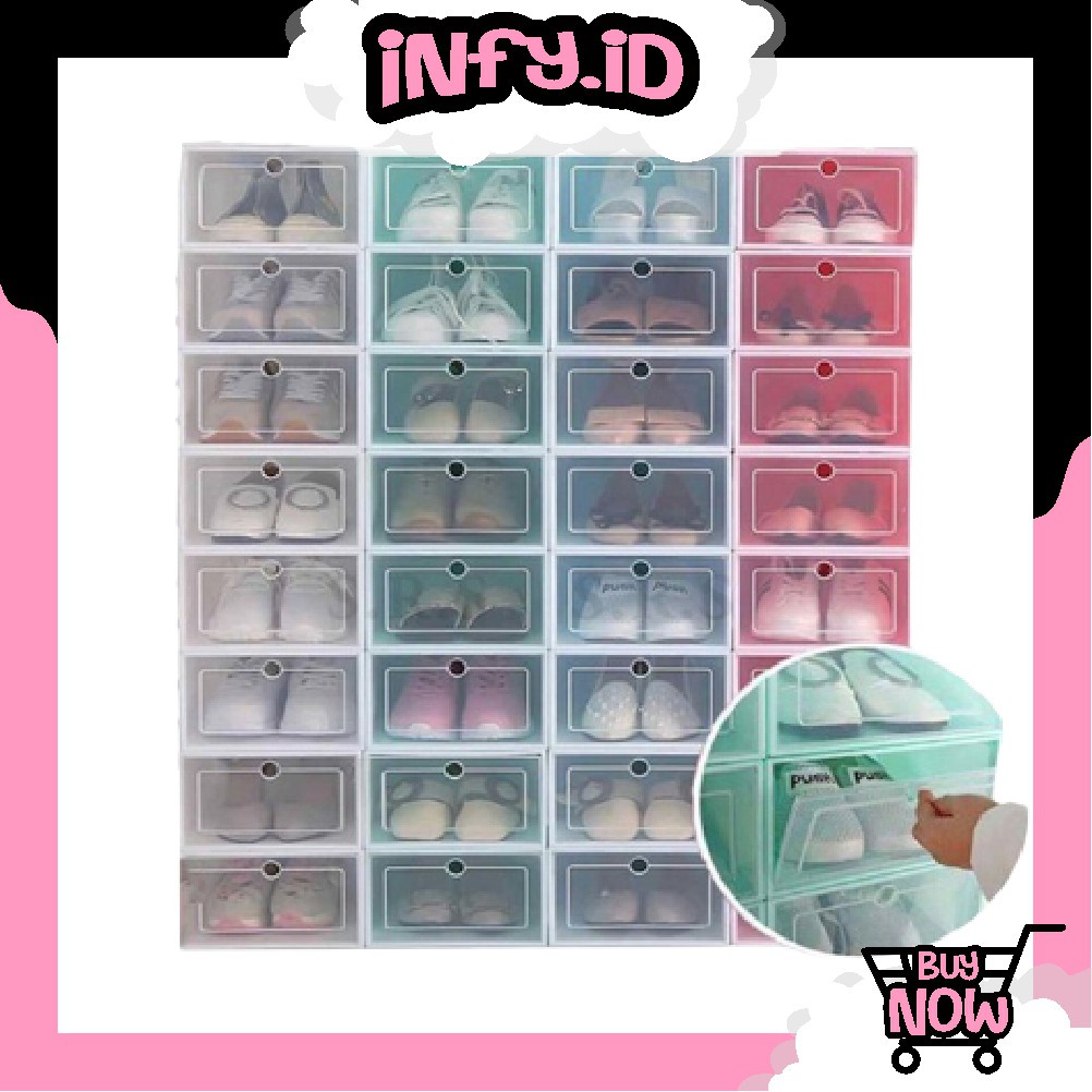 INFY - Kotak Sepatu Transparan Tebal Serbaguna Shoes Box Tempat Penyimpanan Sandal cod R131