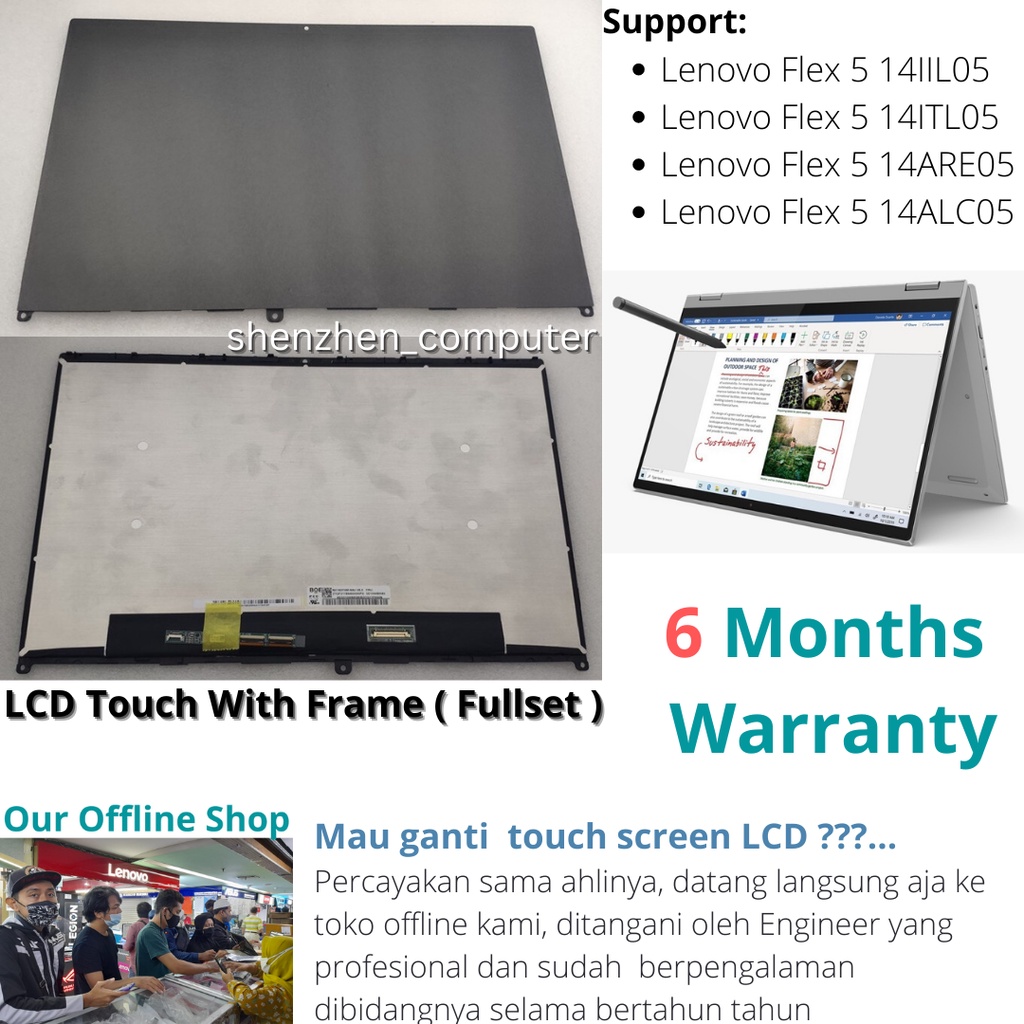LCD laptop Lenovo Flex 5 14IIL05 Lenovo Flex 5 14ITL05 14ARE05 14ALC05 LCD Touch Screen original
