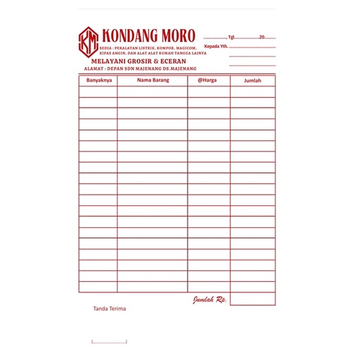 

NOTA USAHA TOKO BON FAKTUR CUSTOM DESAIN 1 PLY 2 PLY TERMURAH