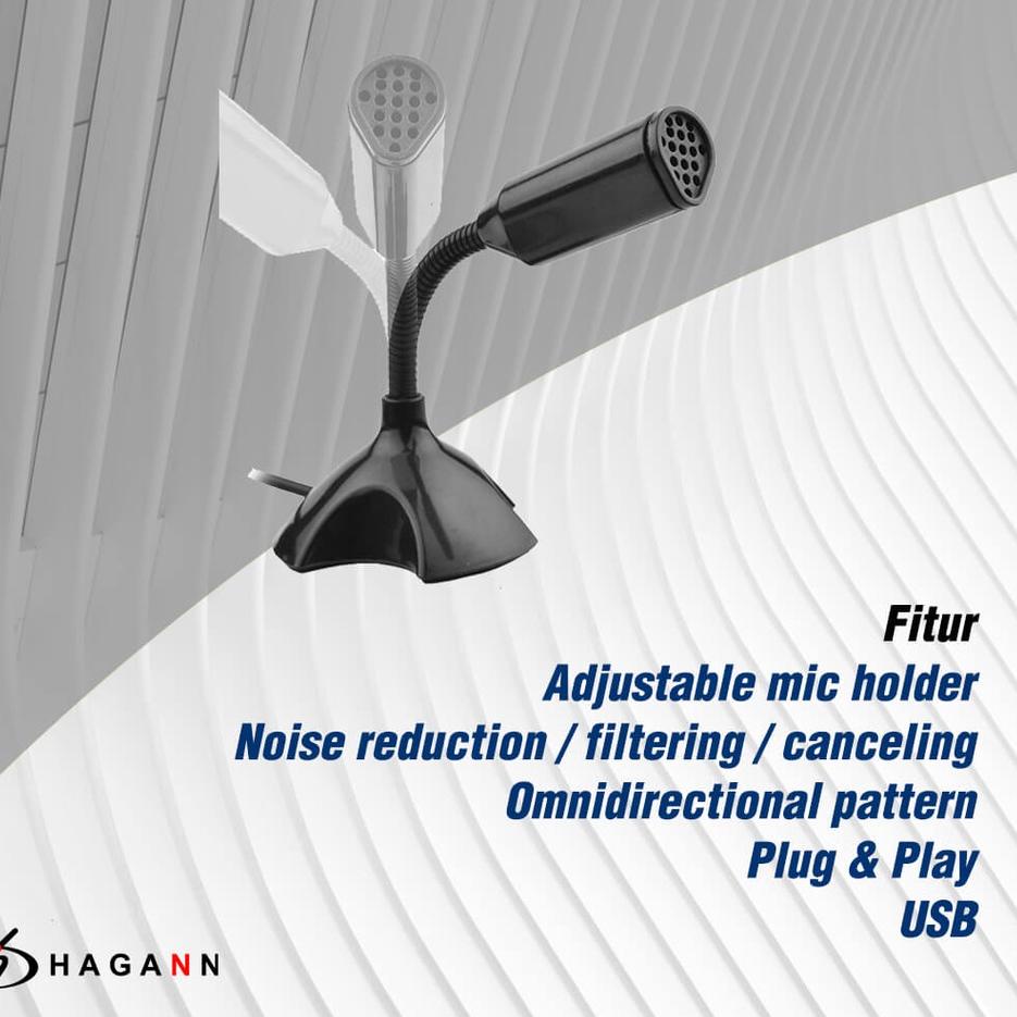 ぼ MIC-U03 USB Microphone Stand PC Laptop Mikrofon Kabel Condenser Kecil Microfon Zoom Meeting & Gami