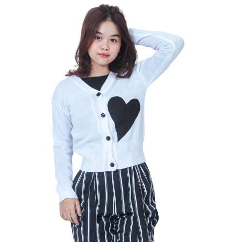 KALILA - BLACK HEART Cardy  Cardigan Rajut Wanita Dewasa | Kardigan Rajut Wanita