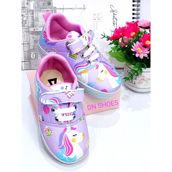 Sneakers Anak Perempuan Karakter Uniqorn Ungu Cute
