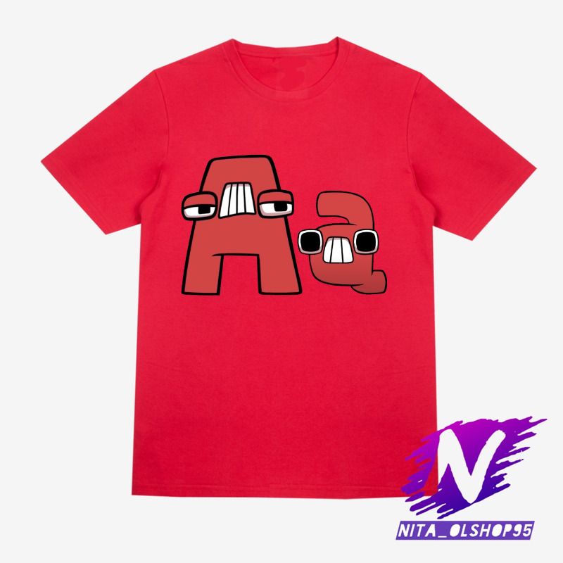 kaos alphabet lore A baju anak huruf alphabet