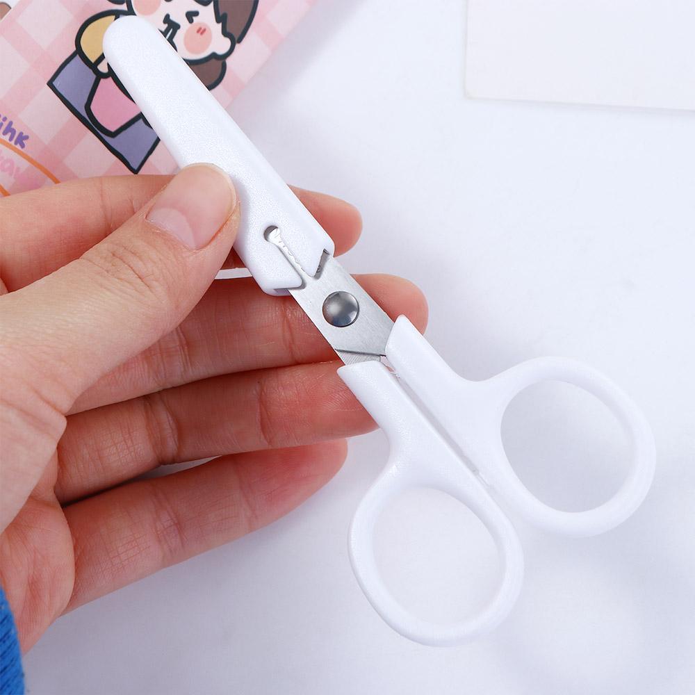 Lanfy Scissor Portable Safety Mini Untuk Kertas Dengan Penutup Siswa Gunting Mungil Putih