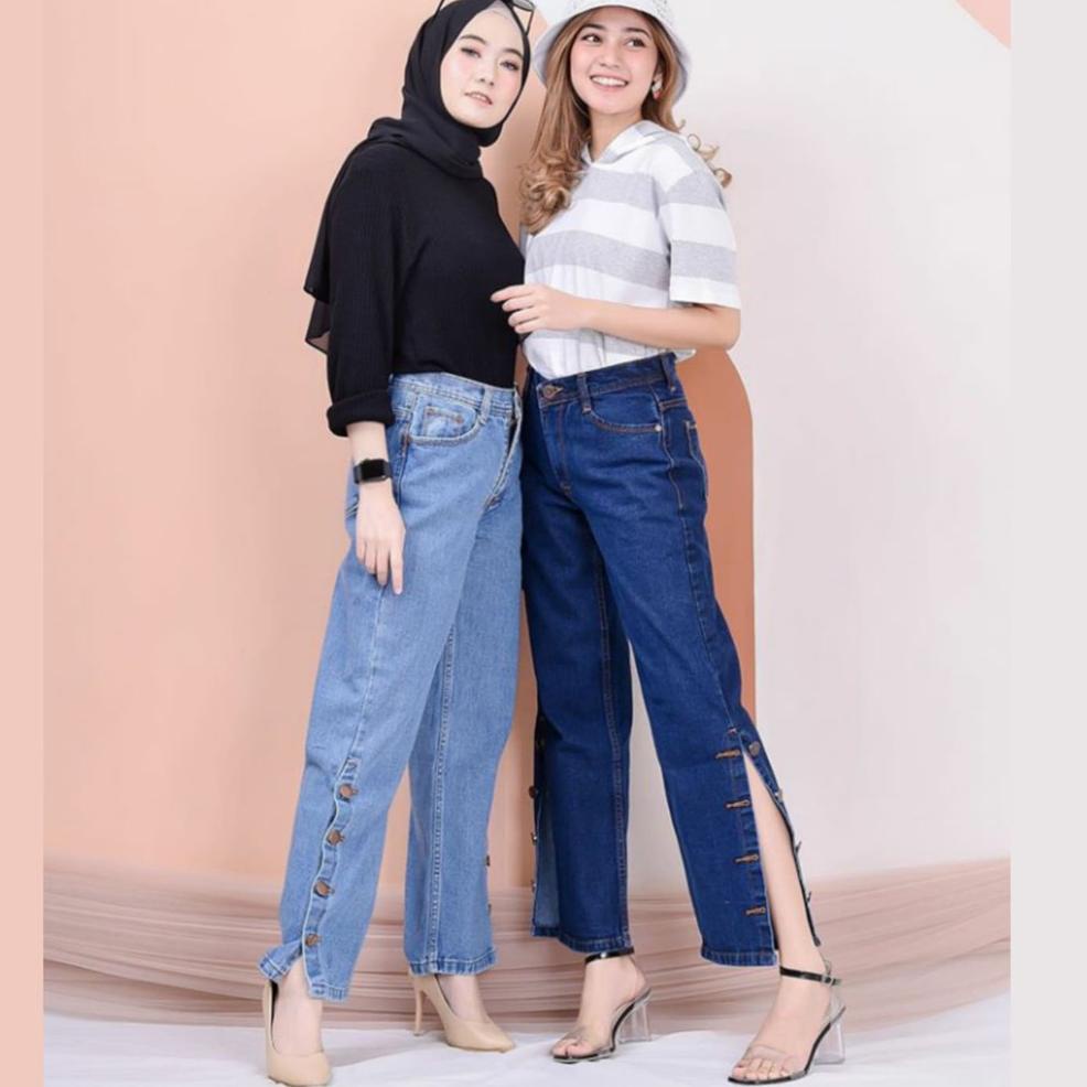 "YSN.21De22ᴶ" AF - Kulot Jeans Belah FEMME Kulot Kancing Samping / ARABELA Kulot Boyfriend jeans / B