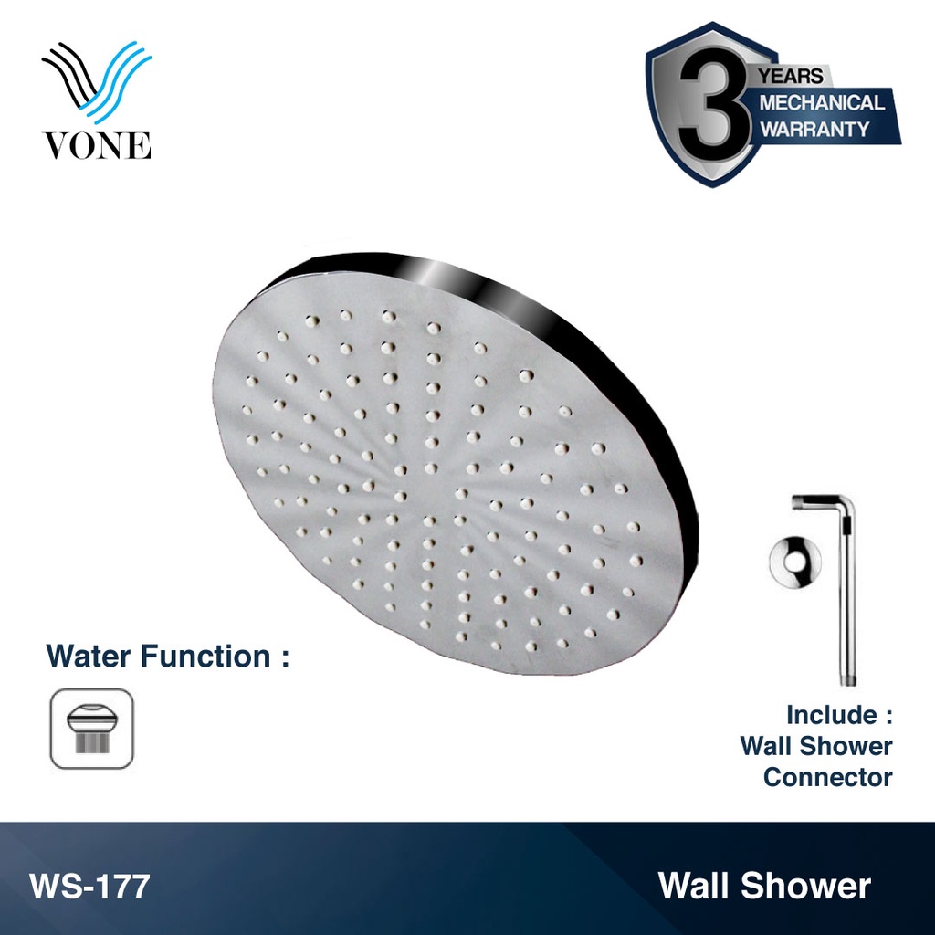 VONE Shower Wall Tembok Mandi Head Kepala Tanam Bulat WS-177