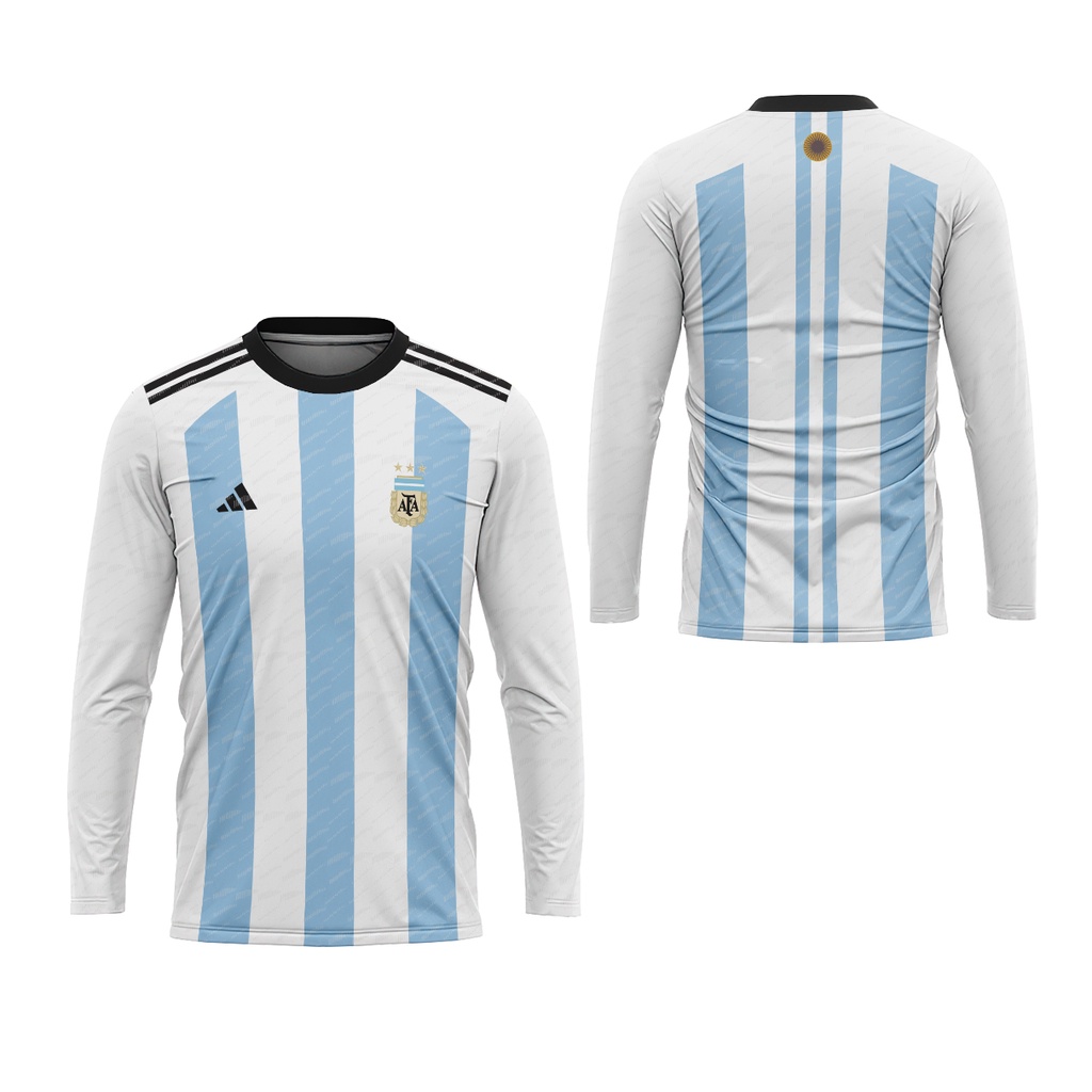 Riashop - Kaos Argentina Bintang 3 Panjang | Tshirt Timnas Argentina Bintang 3
