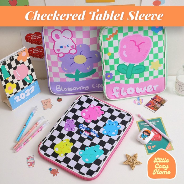 Sleeve Checkered Tablet 11 Inch Sleeve / Motif Aestetik Lucu