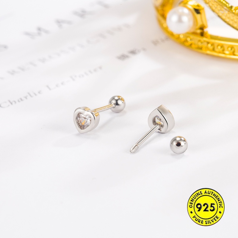 Anting Tusuk Zircon Hati Pengasih Berwarna Untuk Wanita Ukuran Kecil 4mm U1454