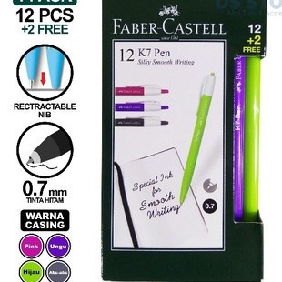 

Faber Castell Pulpen Ballpoint K7 Pen 0.7mm Black Inkbox - Pcs