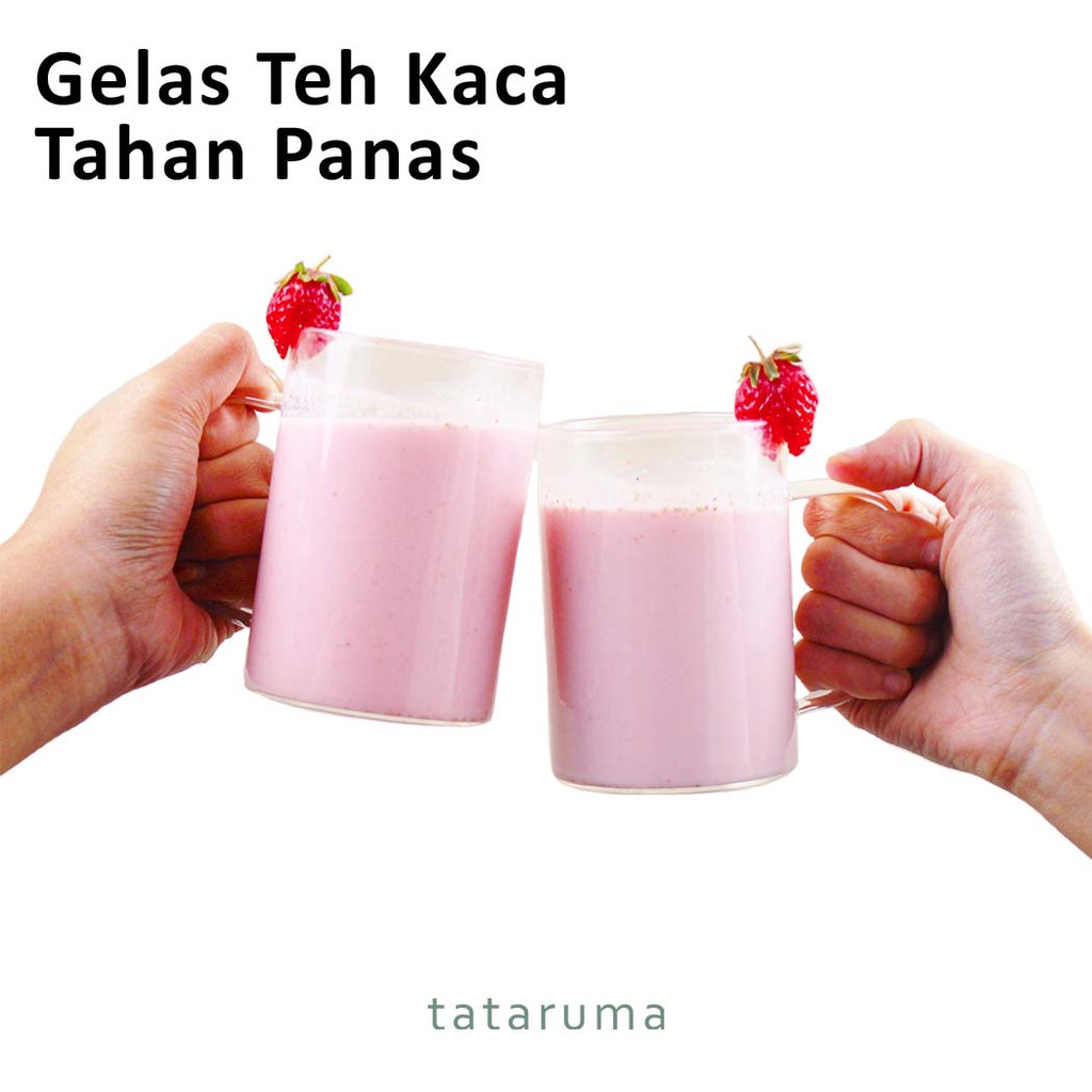 TATARUMA Koga Big - Gelas Kaca Teh Kopi Jus Tahan Panas Dingin dengan Gagang 300ml