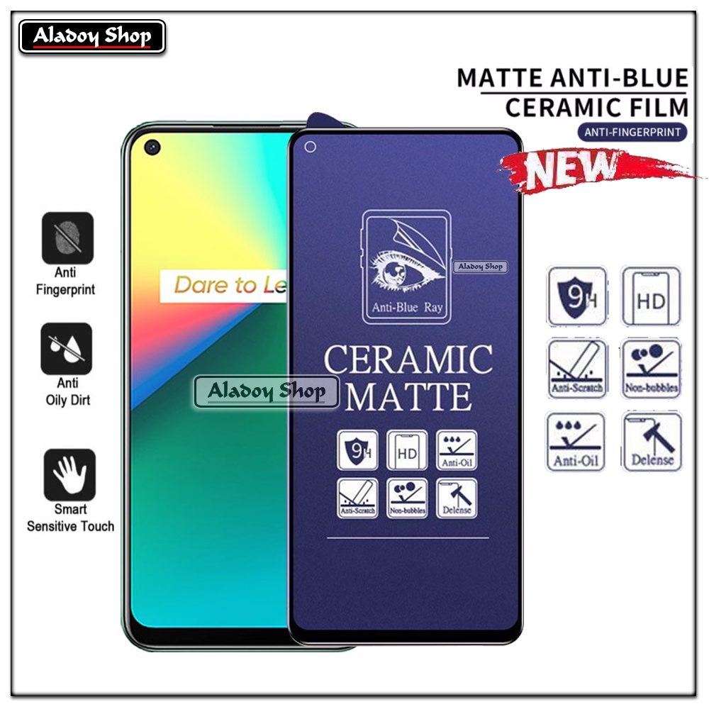 PAKET 3IN1 Anti Gores Blue Matte Anti Glare Realme 7i + Tempered Glass Camera dan Skin Carbon