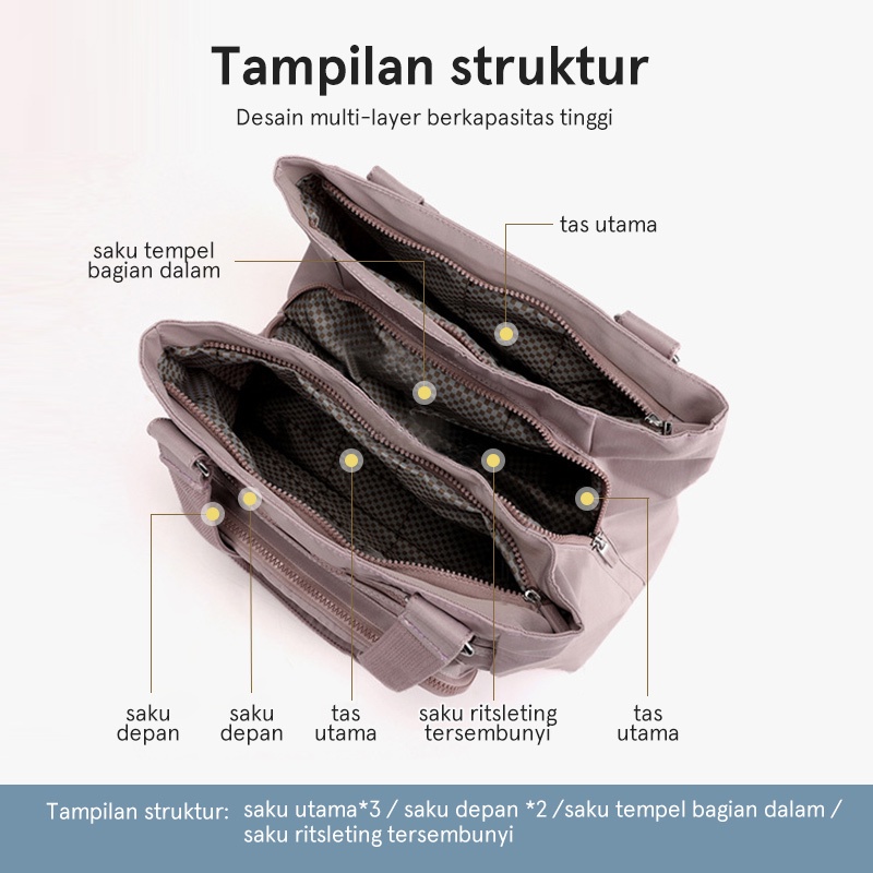 Colorful fox tas bahu COLORFUL FOX 0442 tas bahu wanita import nilon waterproof totebag wanita WATER RESISTANT