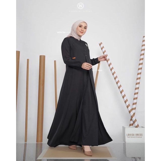 LOUISA DRESS KHUSUS BLACK BY NADHEERA LUXURY || DRESS UMROH