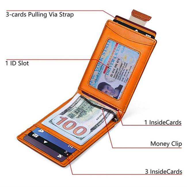 Dompet Pria Keren Spring Money Clip Wallet Pull Tab Card Holder GN-MC4