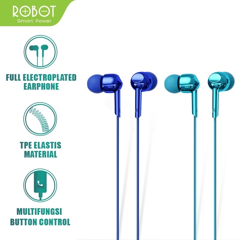 Robot Headset RE40 Headset Wired Earphone Full Electroplated Original - Garansi 1 Tahun